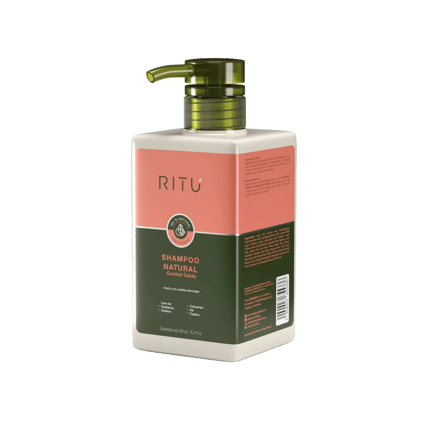 Shampoo RITÚ 100% Natural Control Caída